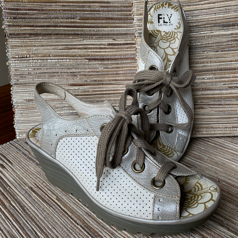 Fly London Lace-Up Wedge Sandals